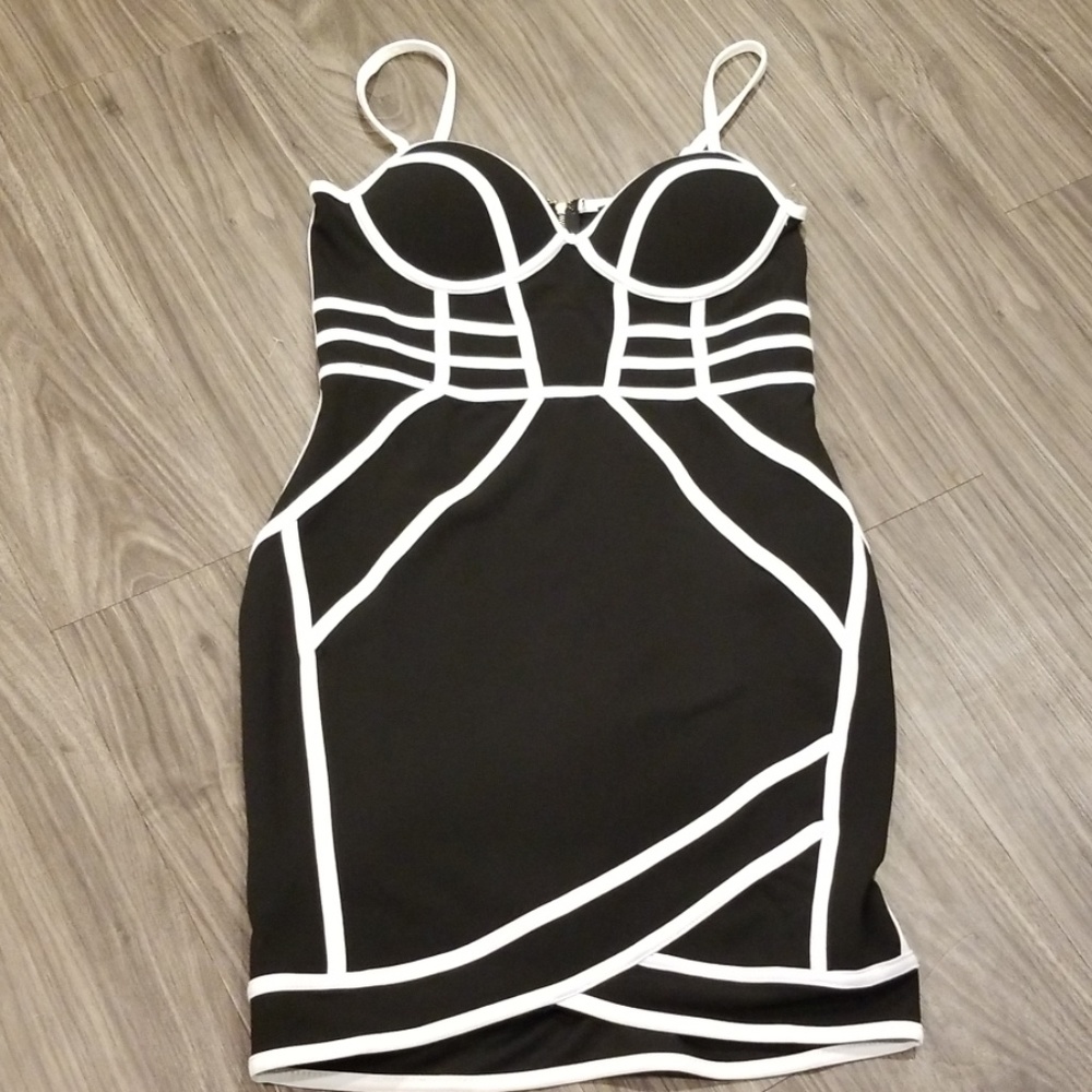 Black and white cage dress